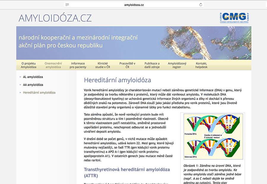 Amyloidóza – národní kooperační a mezinárodní integrační akční plán pro Českou republiku