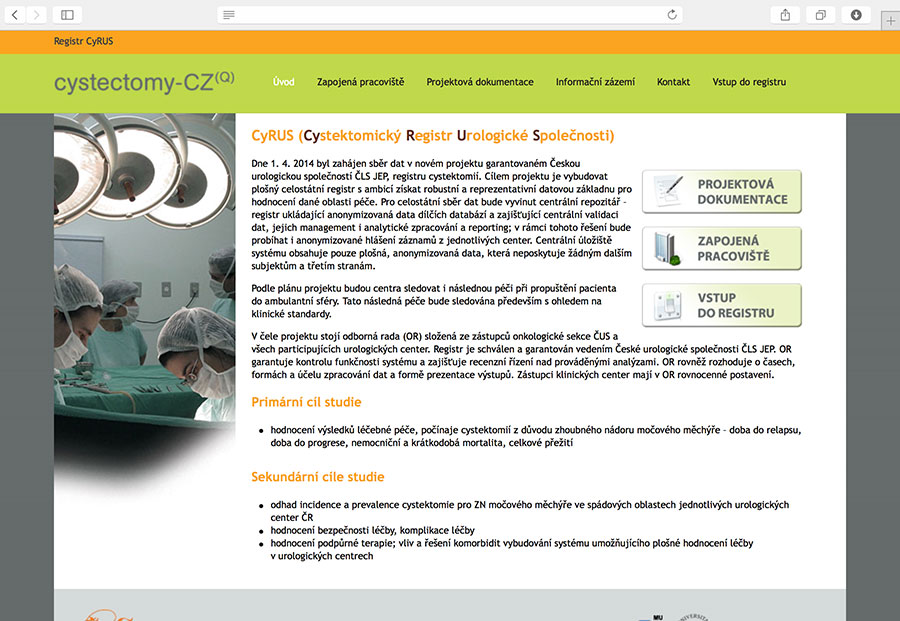 CyRUS - Cystectomy Registry of the Czech Urological Society