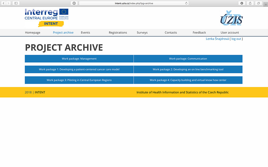 intranet projektu INTENT