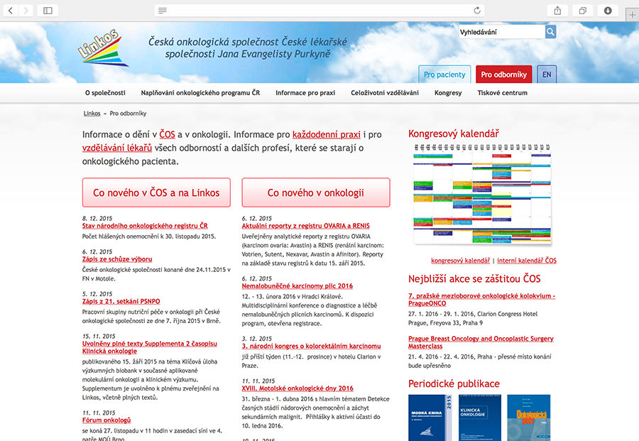 linkos.cz: oficiální webové stránky České onkologické společnosti ČLS JEP