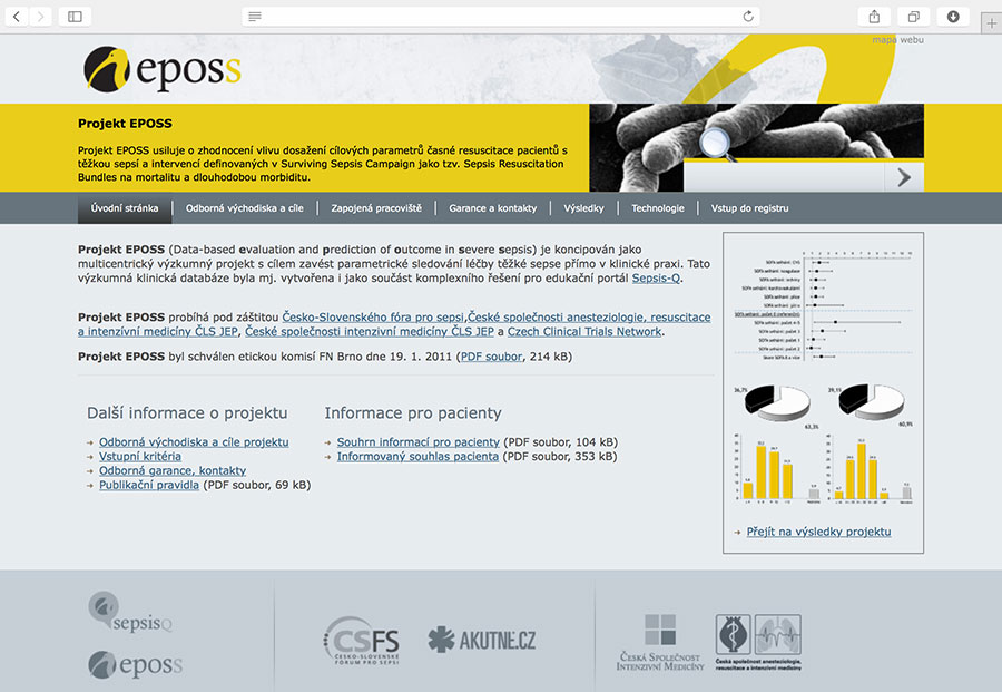 EPOSS: multicentrická výzkumná databáze s cílem zavést parametrické sledování léčby těžké sepse přímo v klinické praxi