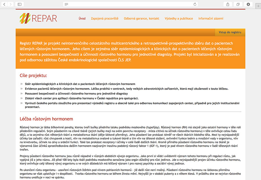 REPAR: celostátní registr pacientů léčených růstovým hormonem